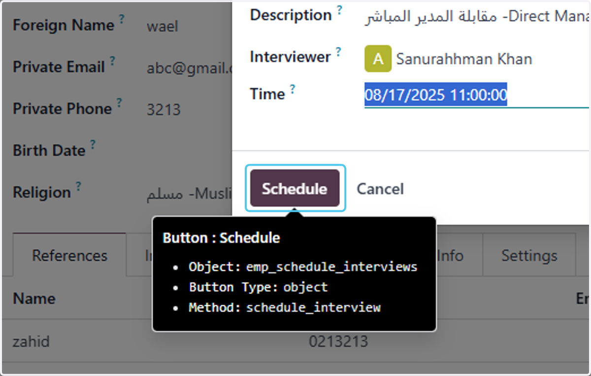 Click on Schedule
