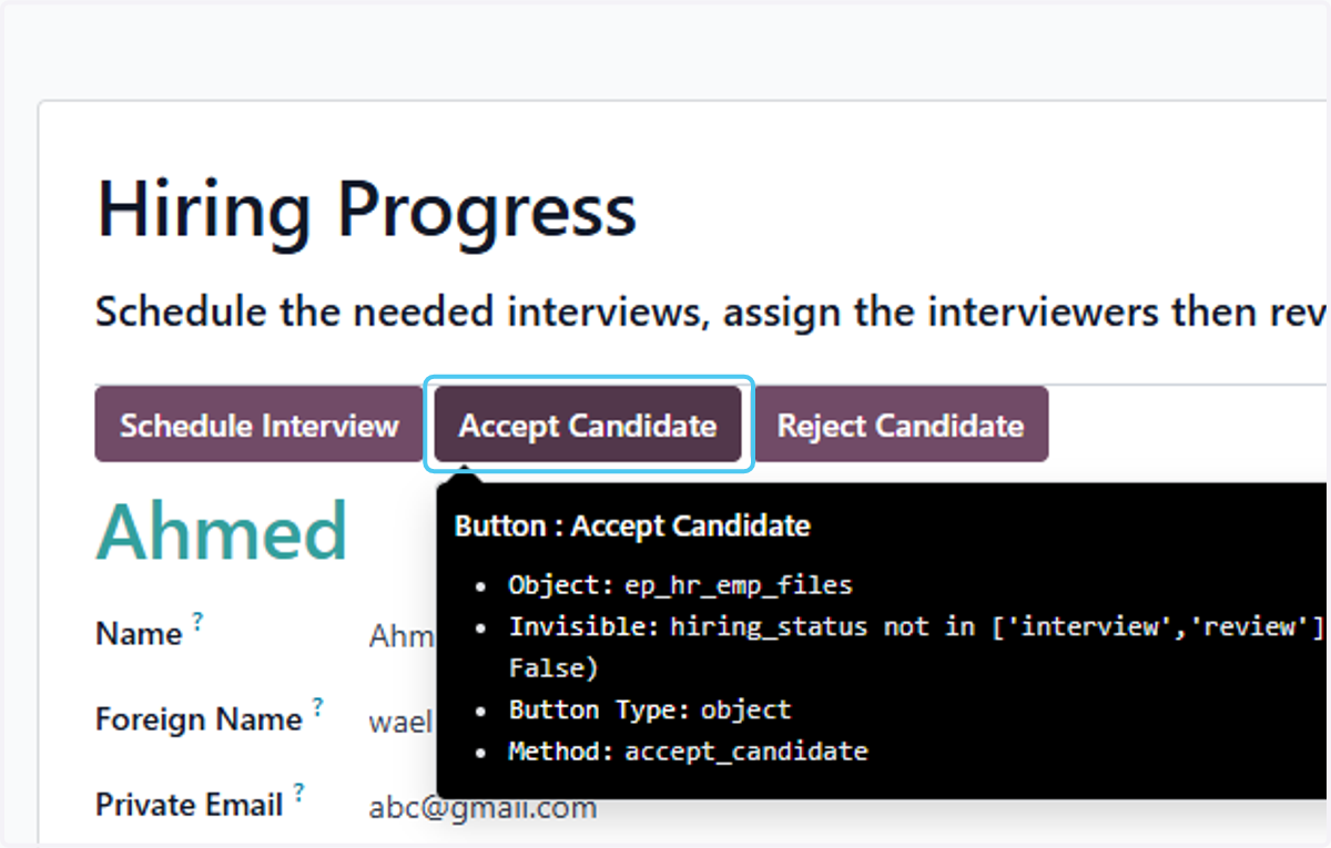 Click on Accept Candidate