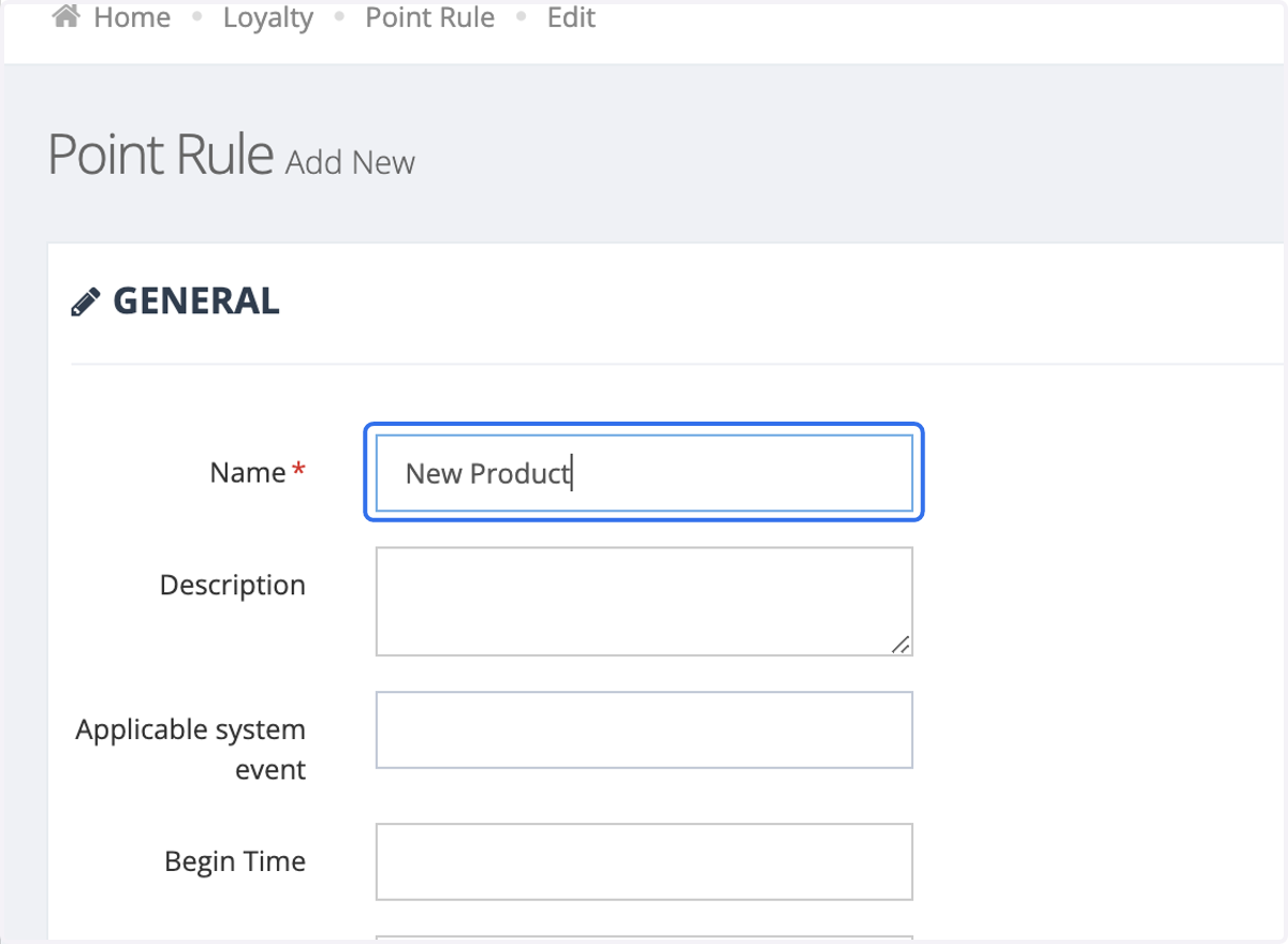 Insert the Name of the Points Rule