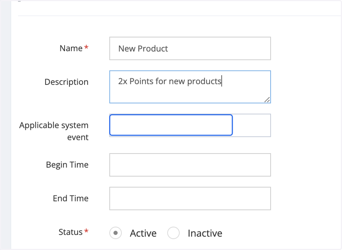 Select the Begin and End time of this Points Rule.