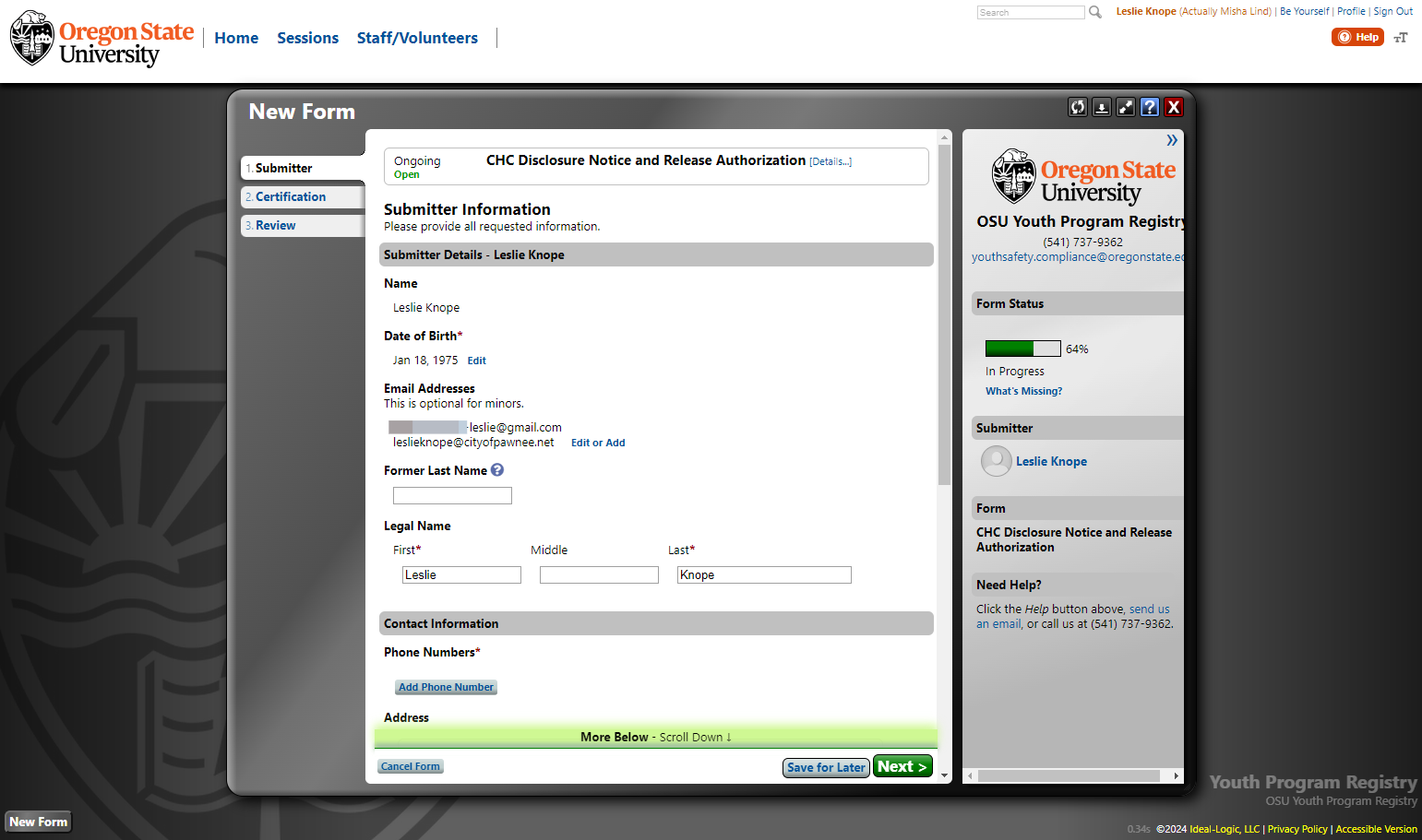 Complete the Submitter Details section