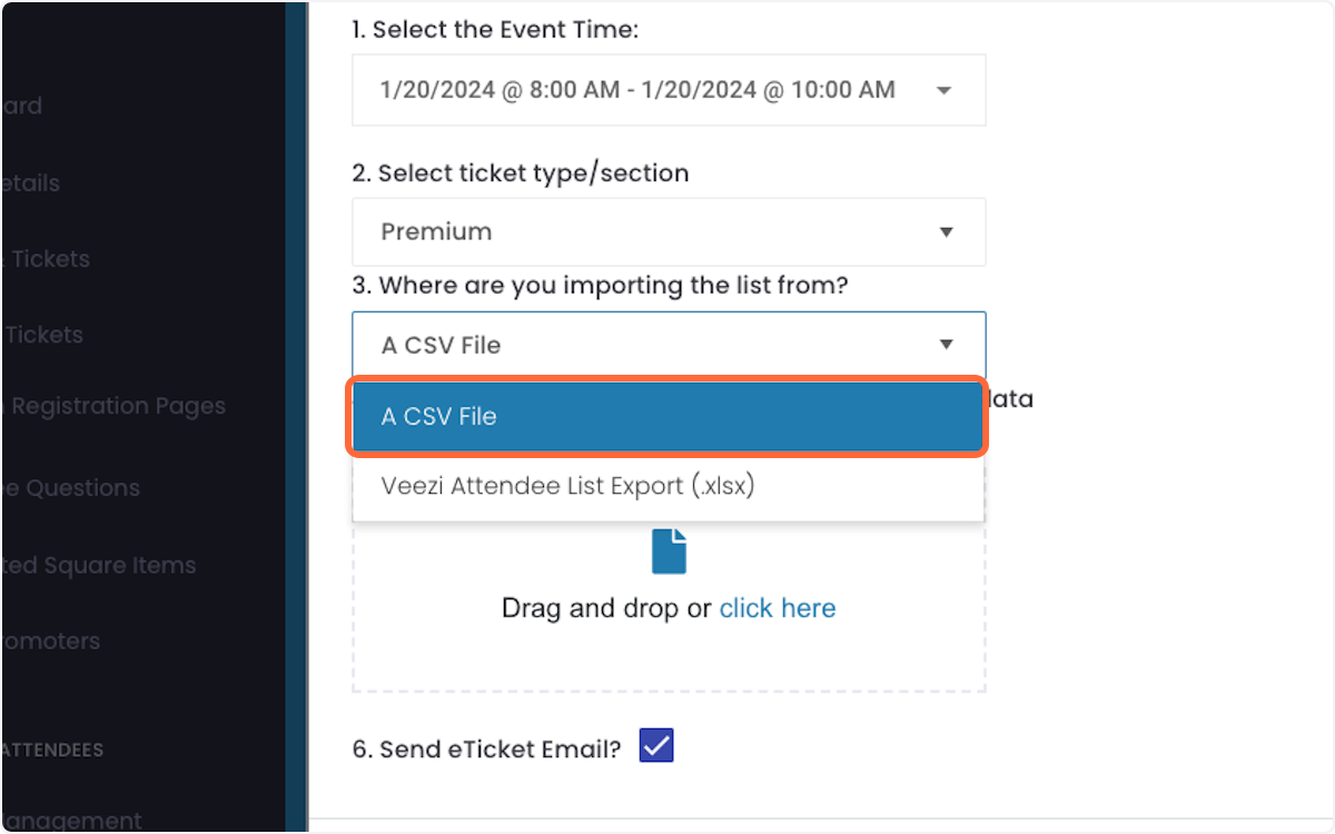 If you have a different source containing your list, choose a CSV file.