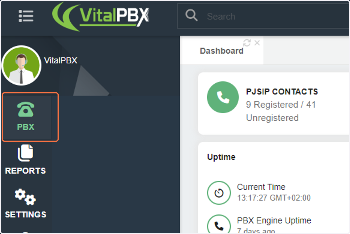 Click on PBX