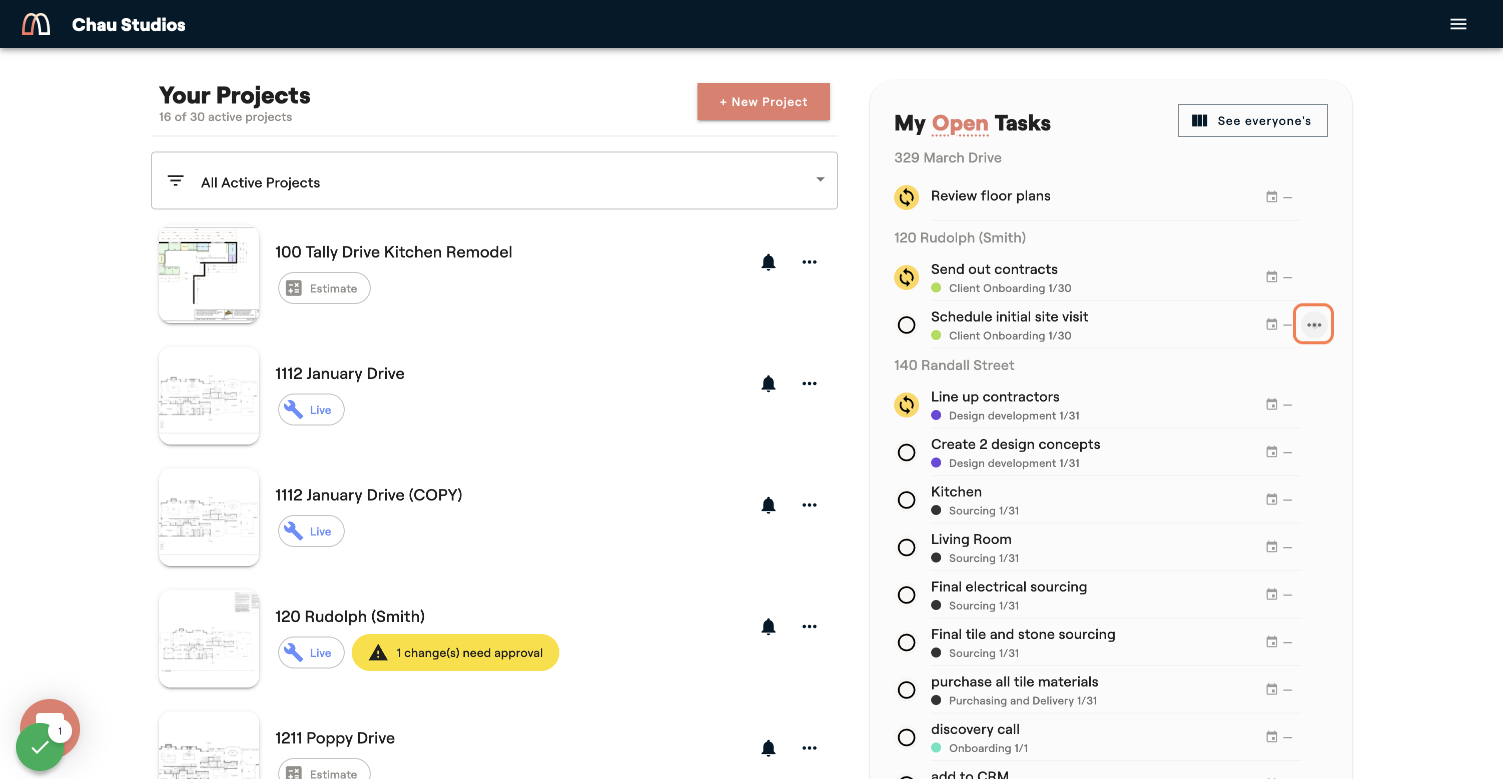Hover near the calendar icon and a 3 dot menu will appear