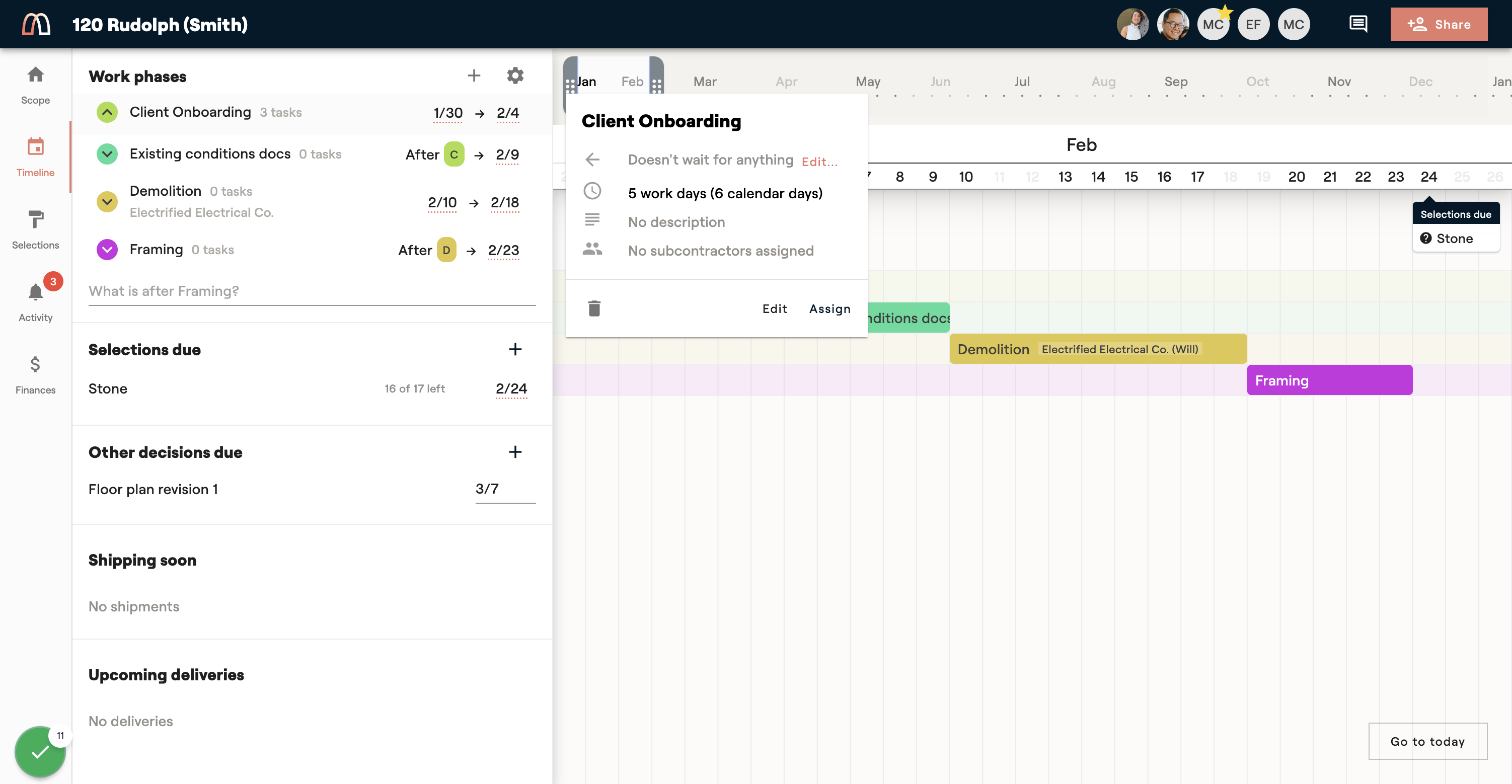 The third place you can reassign is within the timeline's planned tasks
