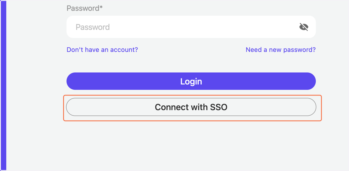 On the Login page click on "Connect with SSO"