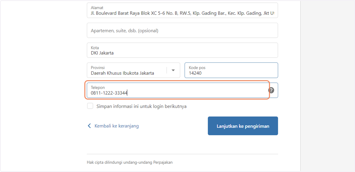 Ketik nomor telepon aktif Anda untuk memudahkan kami menghubungi jika terjadi kendala.