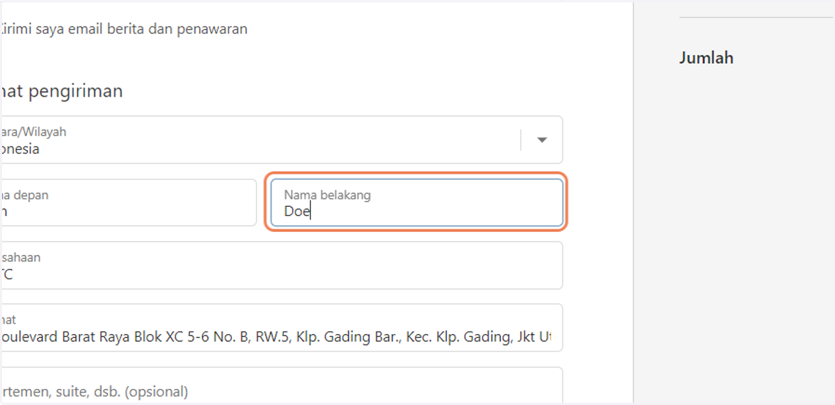 Ketik Nama Belakang Anda.