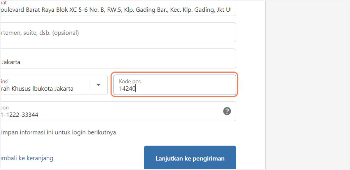 Ketik kode pos Anda.