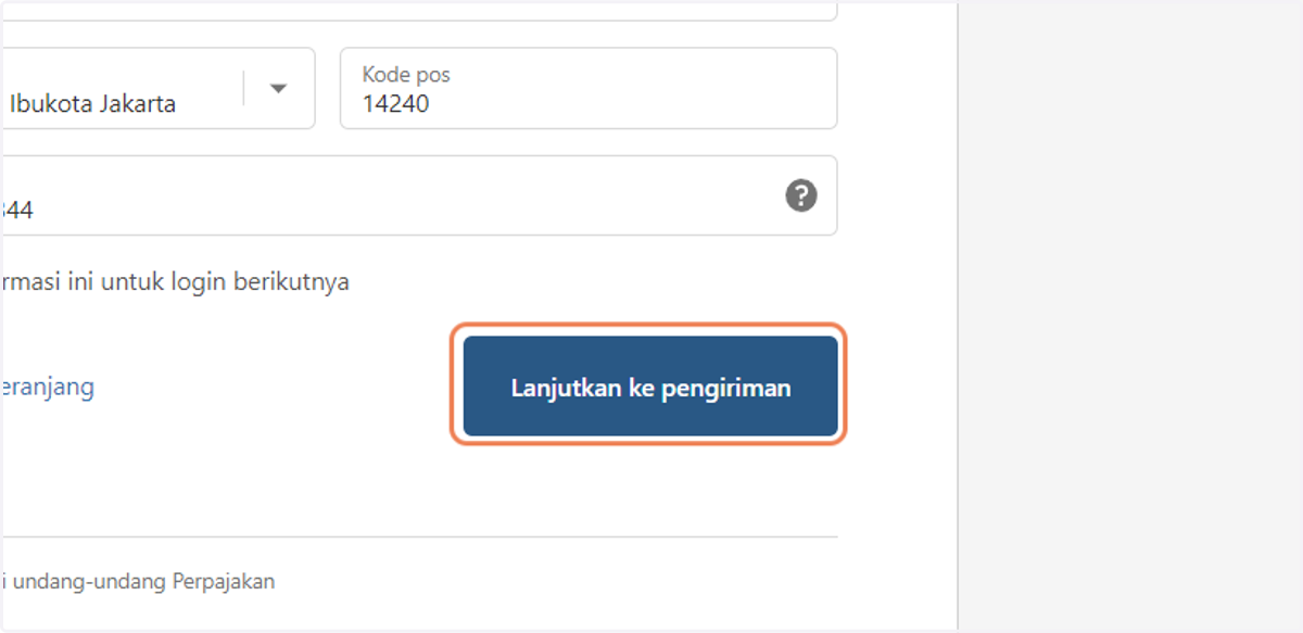Klik "Lanjutkan ke Pengiriman".