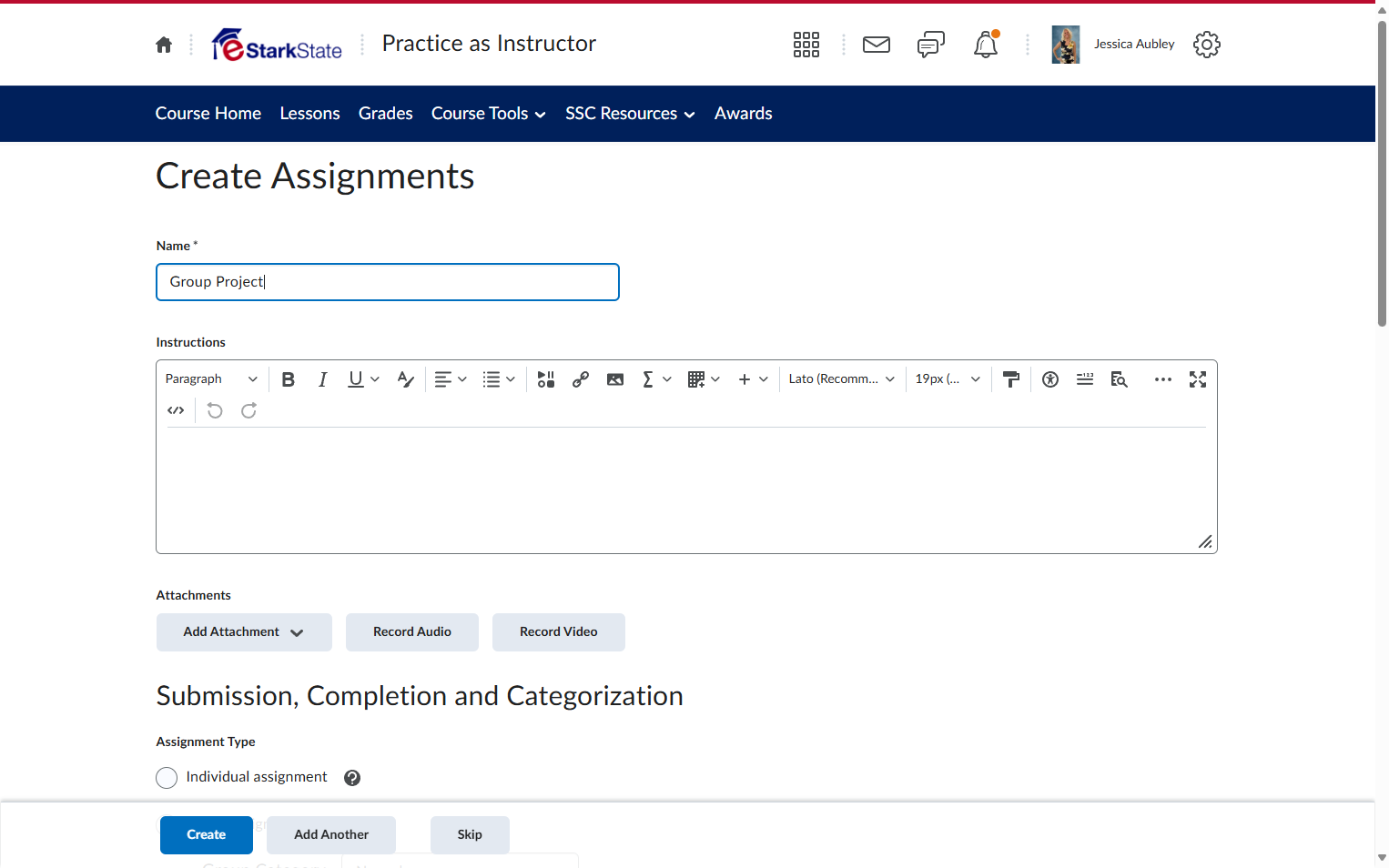 Type the assignment name
