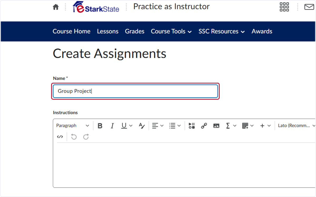 Type the assignment name