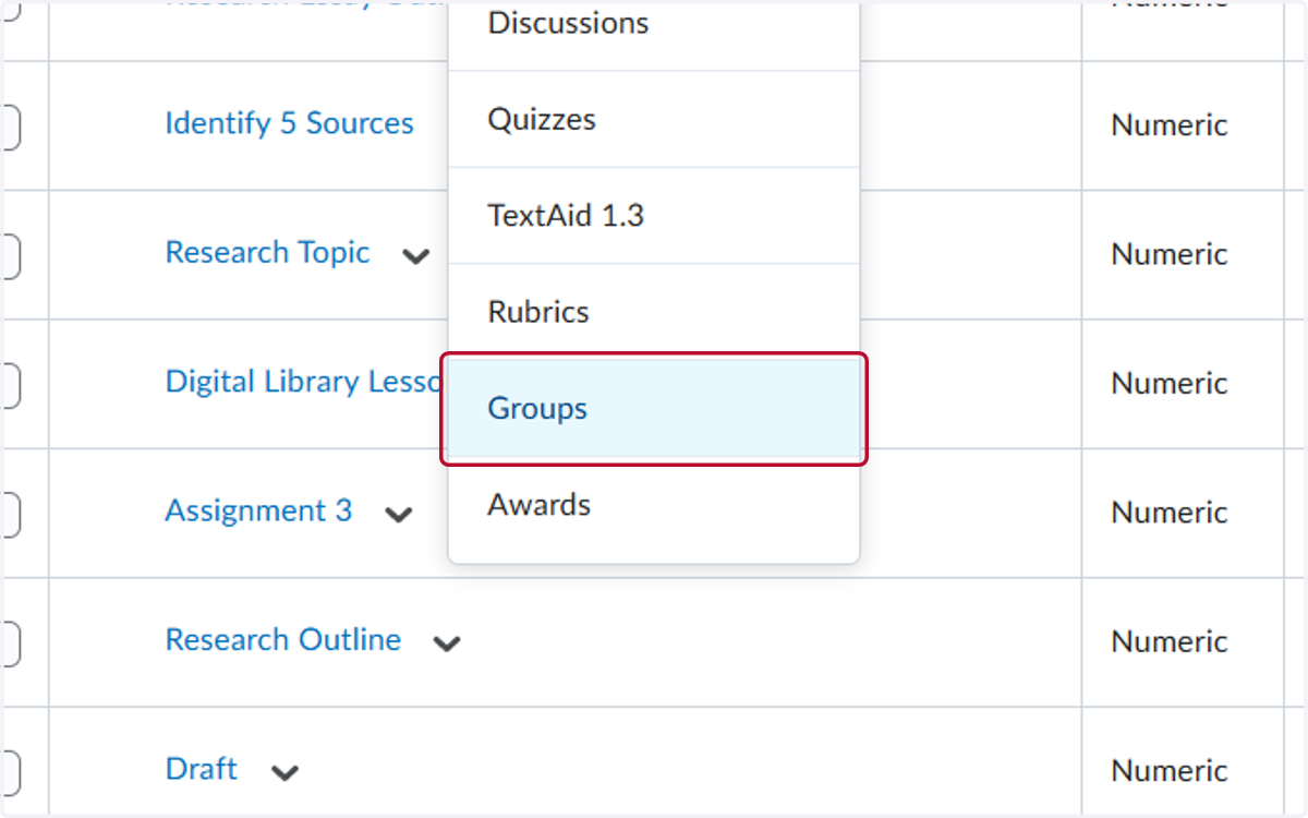Click on Groups