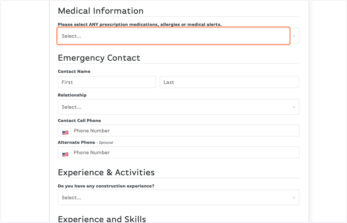 Please indicate any medical alerts.