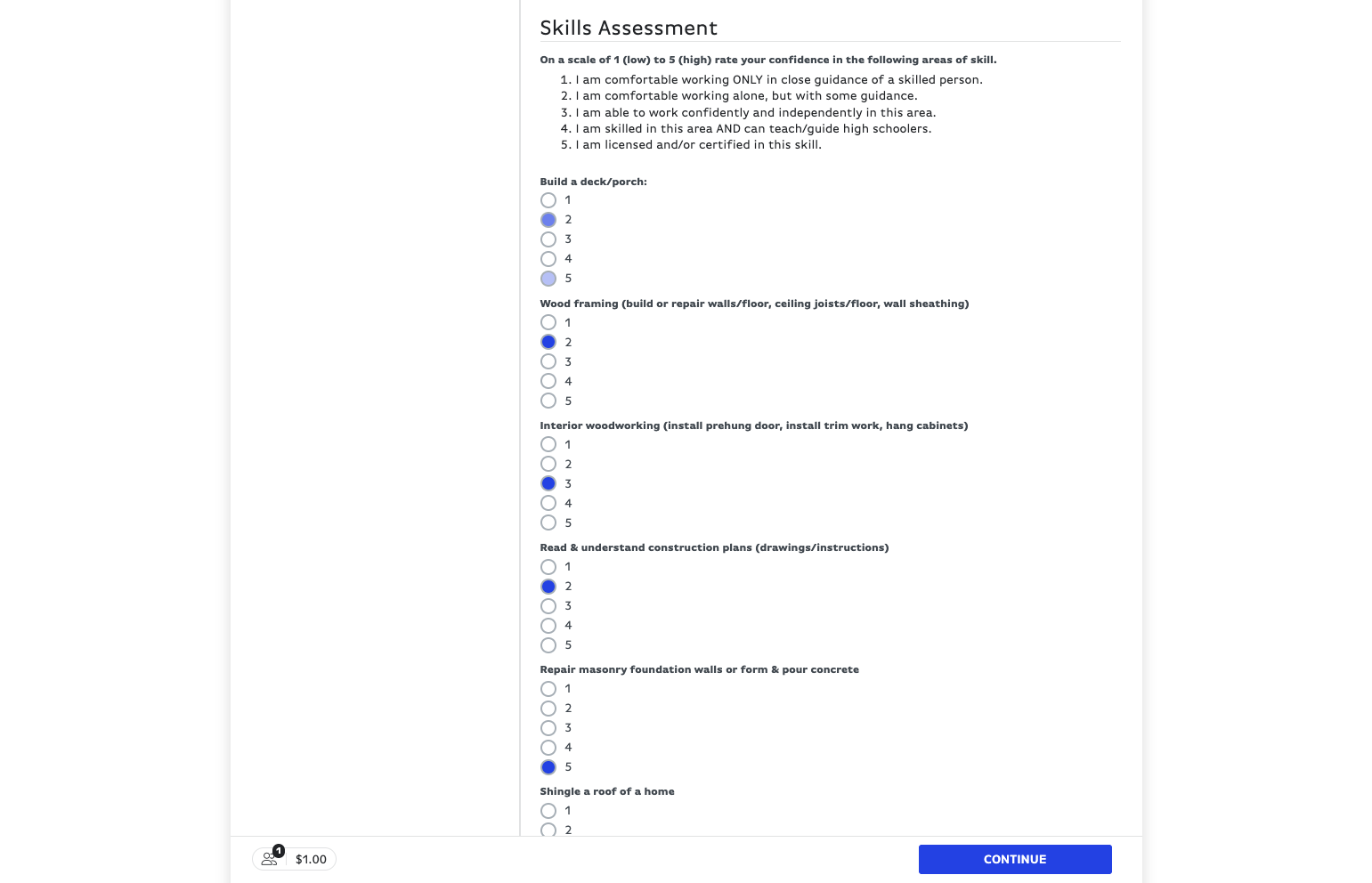 Fill out the Skills Assessment to the best of your knowledge