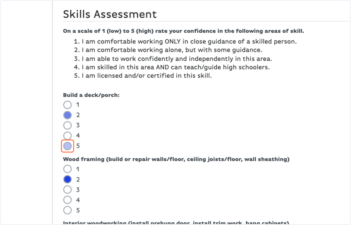 Fill out the Skills Assessment to the best of your knowledge