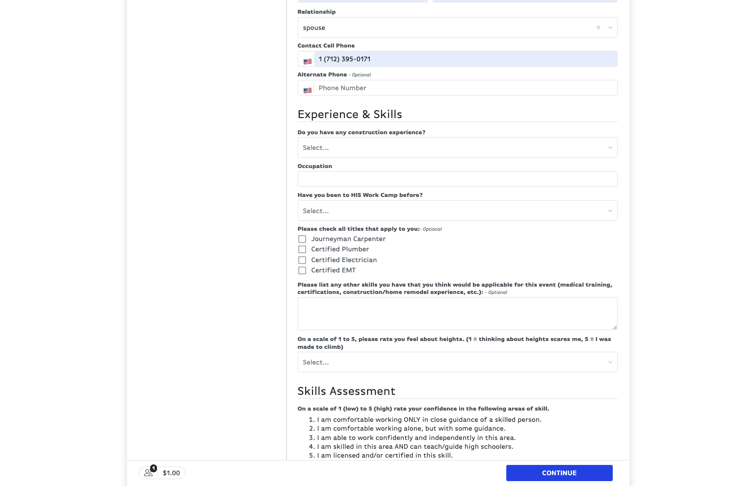 Fill out the Experience & Skills section to the best of your knowledge