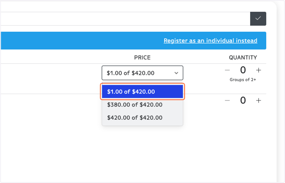 IMPORTANT: Choose your payment amount. There are only 3 options for a reason!