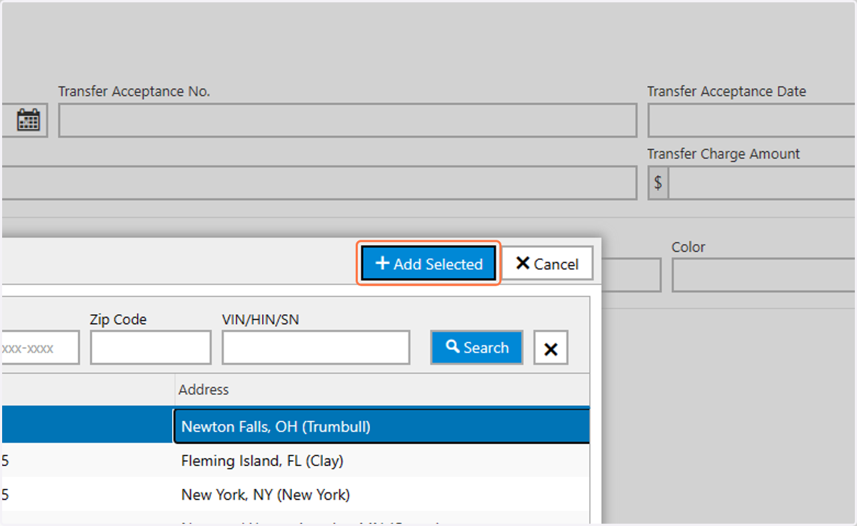 Click on Add Selected