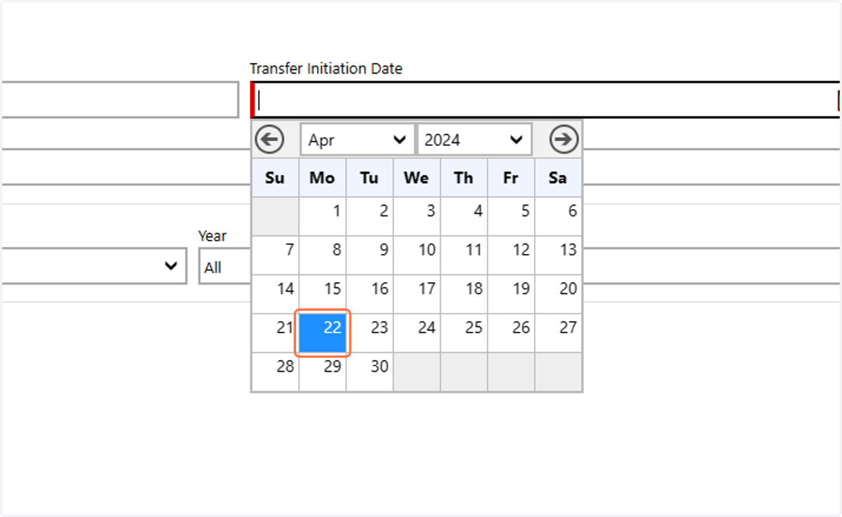Click on the transfer out date