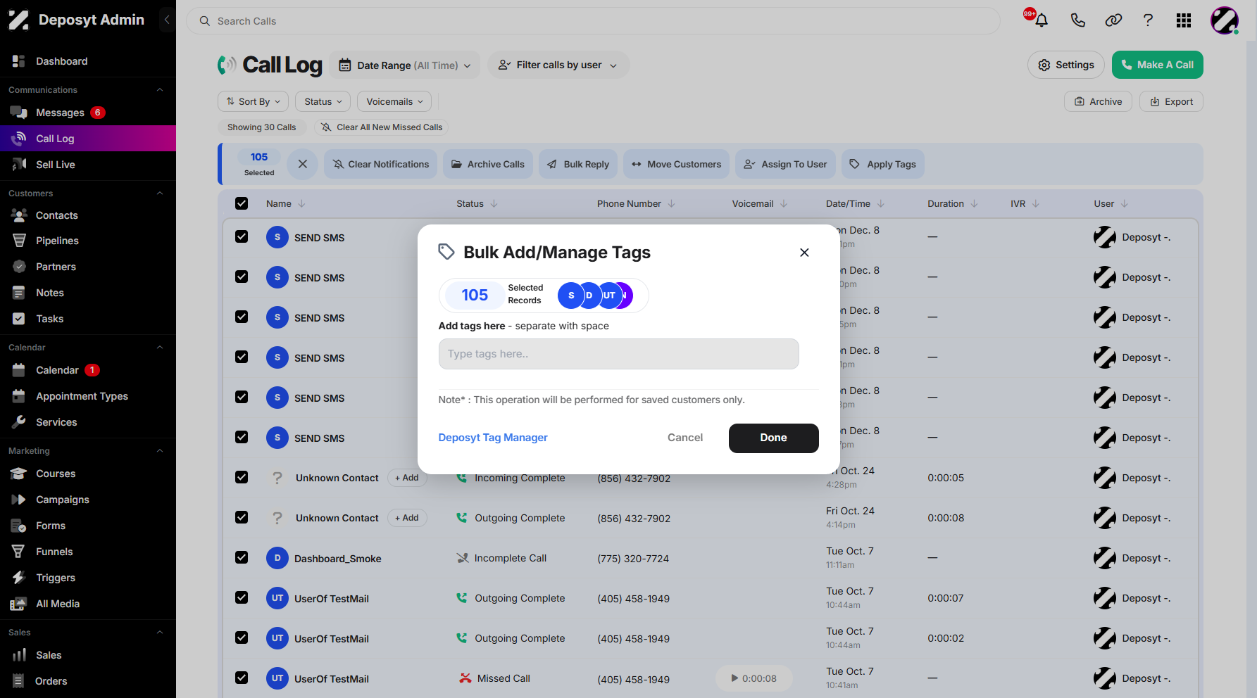 Step 8: Click on Type Tags Here section to open the dropdown menu.