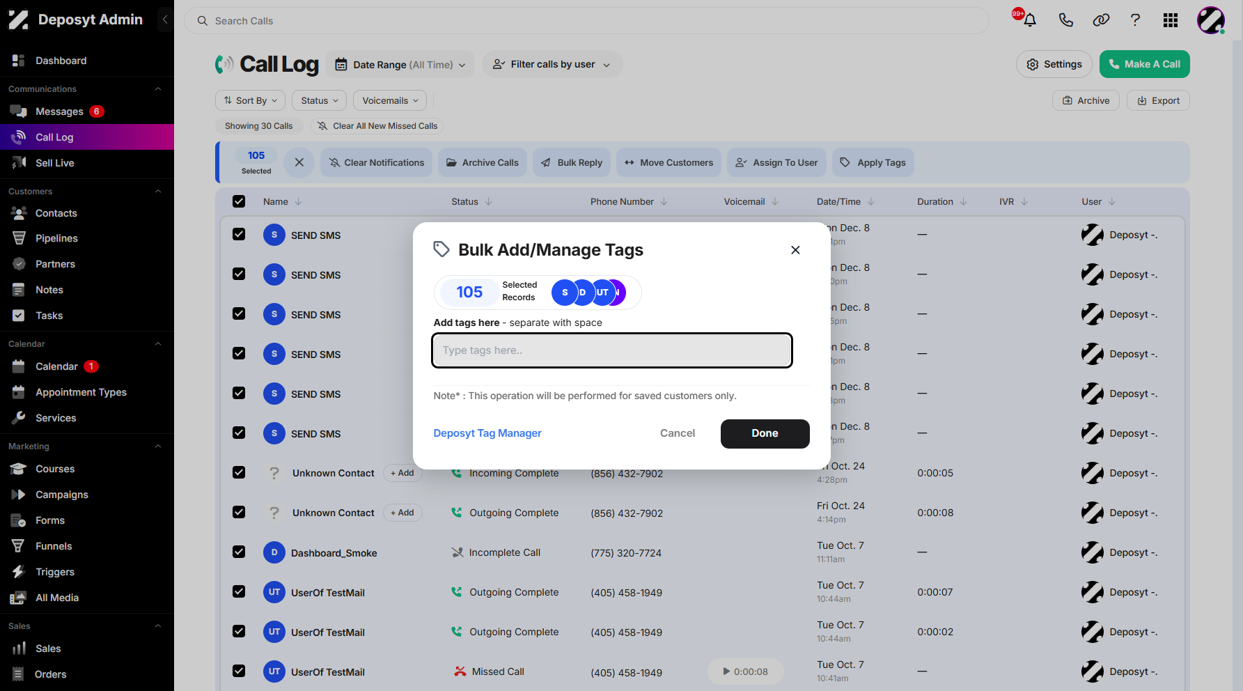 Step 8: Click on Type Tags Here section to open the dropdown menu.