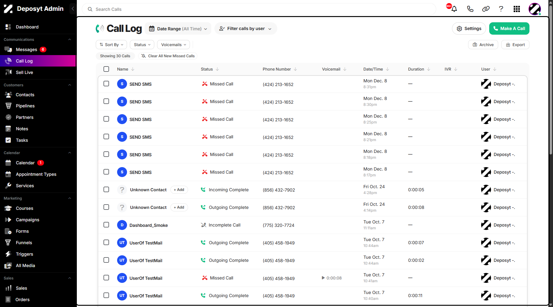 Step 2: You will be navigated to the Call Log.