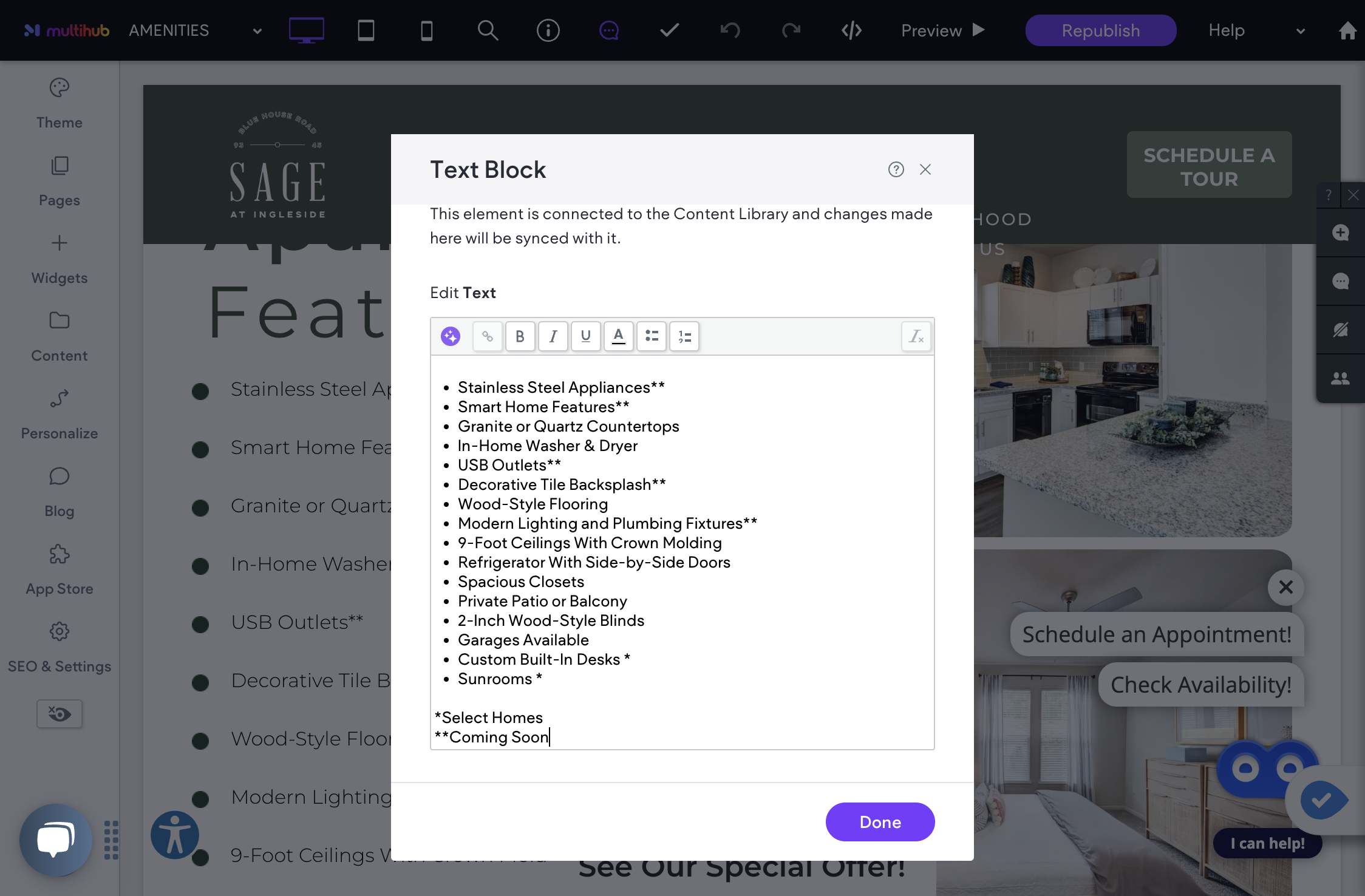 Update your amenities list