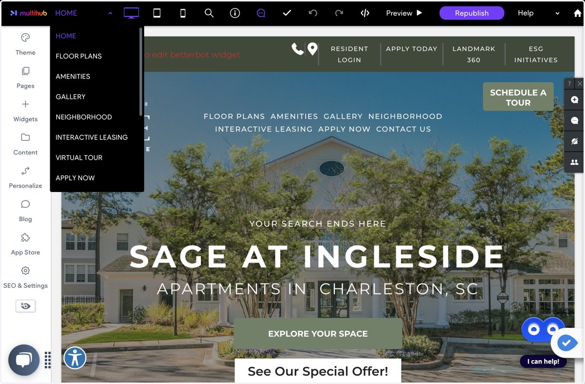 Navigate to the amenities page