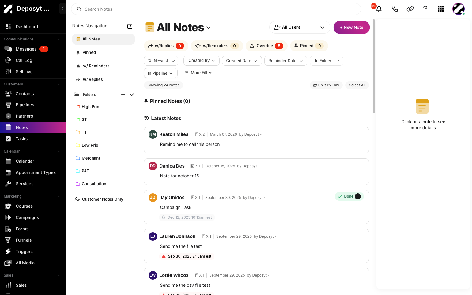 Creating a New Note