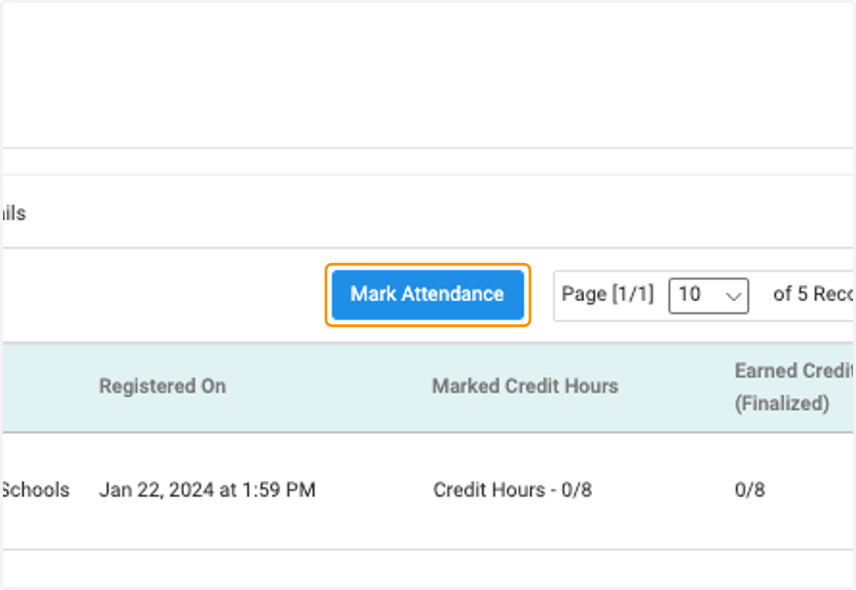 Click on Mark Attendance