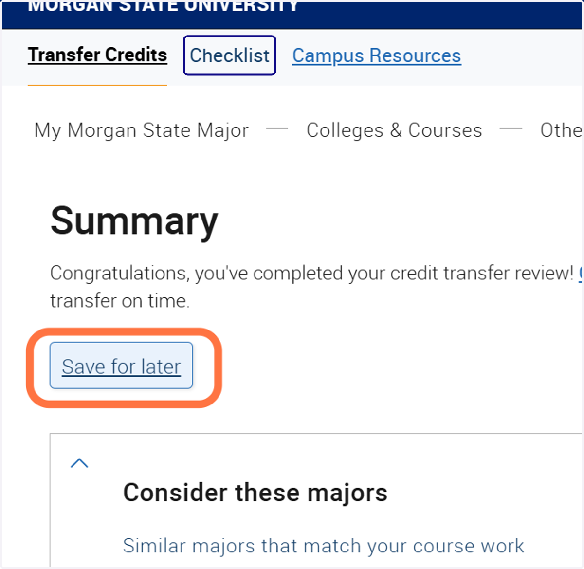 Ensure that you save for later to add new courses or colleges to your profile.