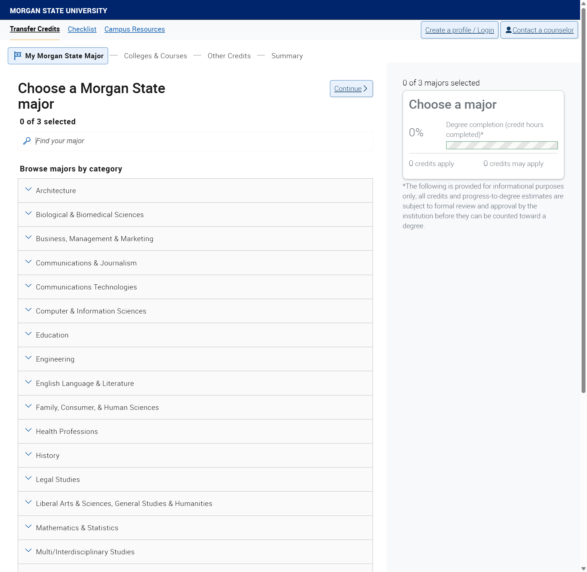 Select from the dropdown options