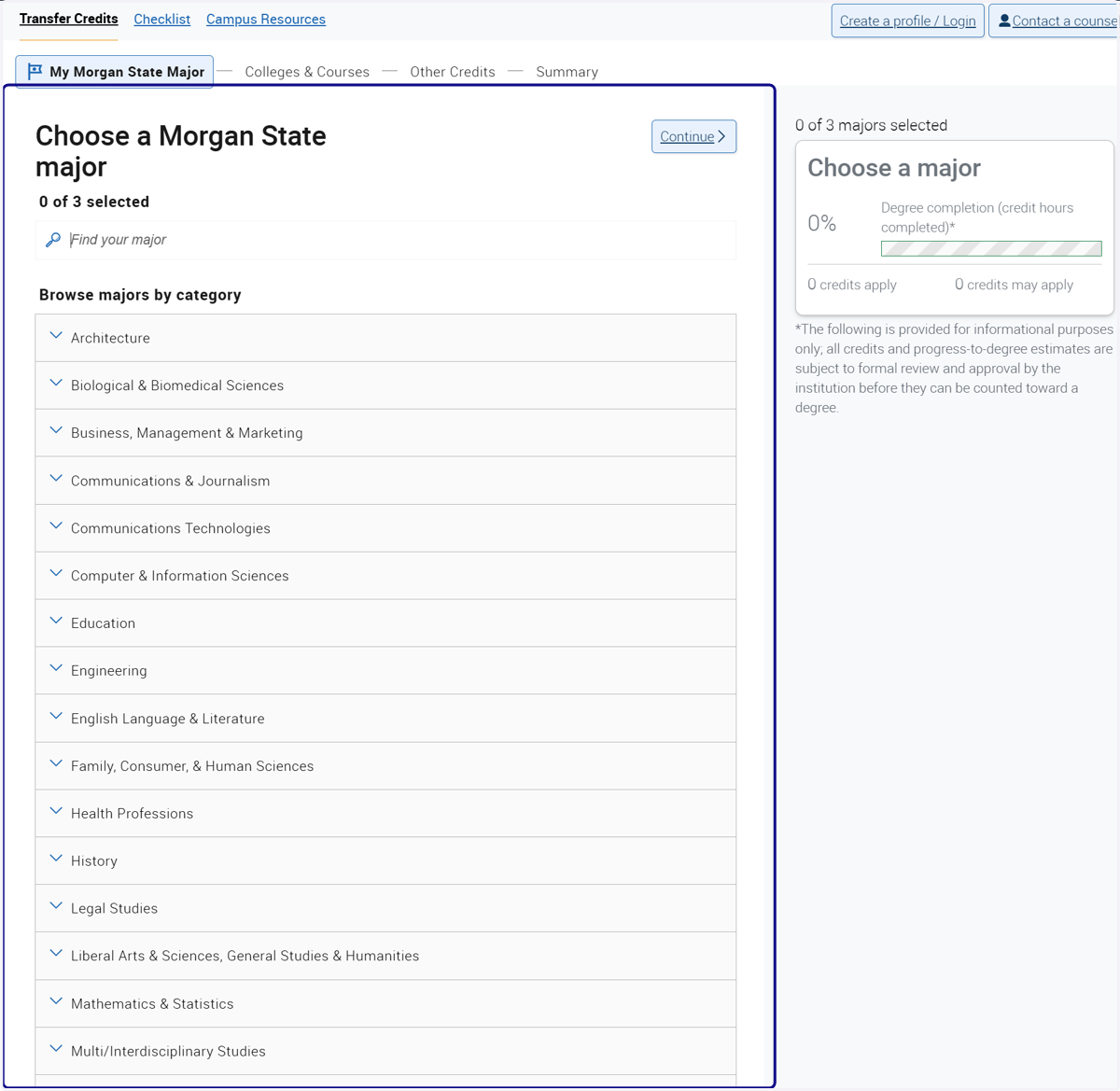 Select from the dropdown options