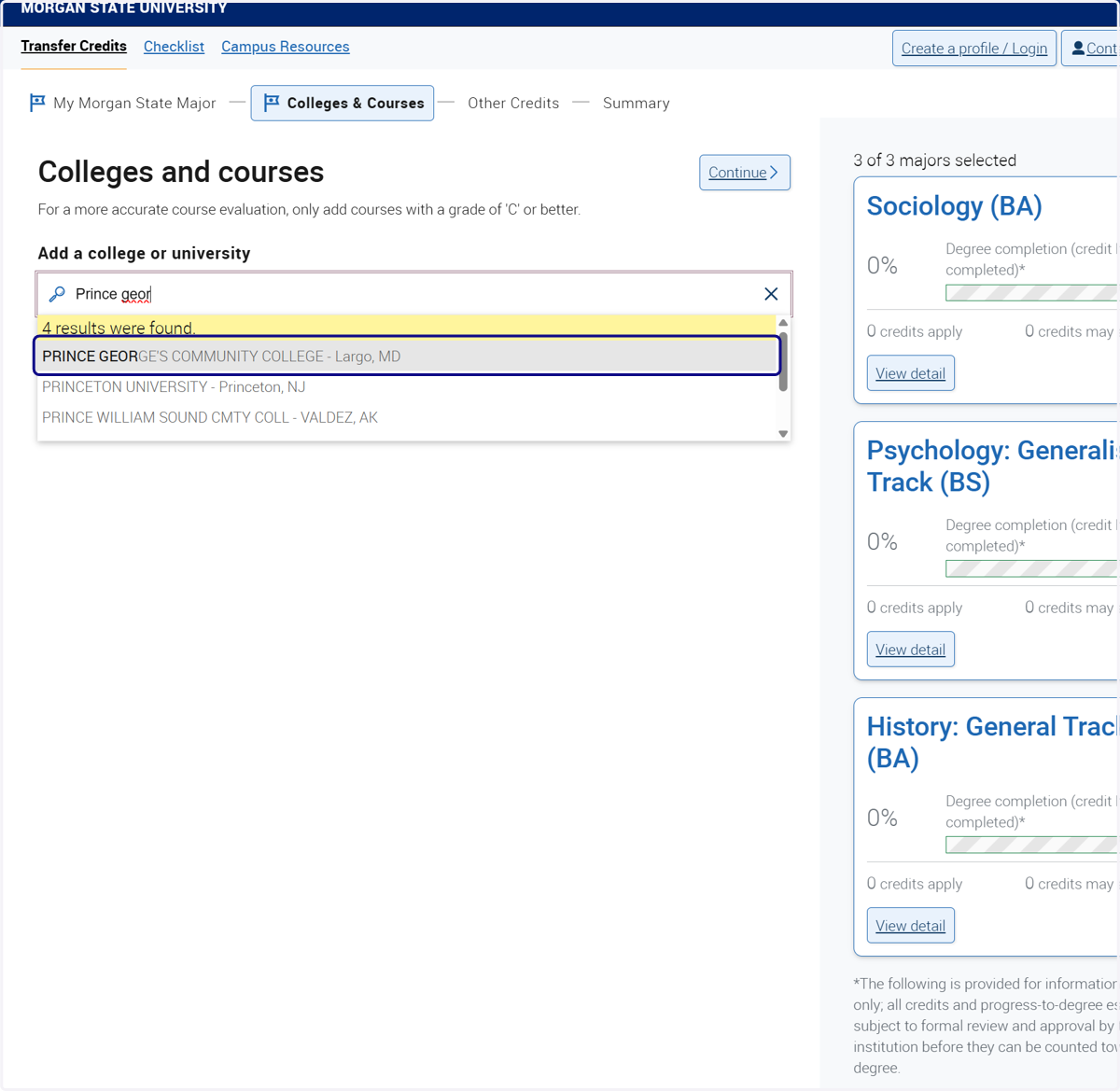 Selec your current college or university.