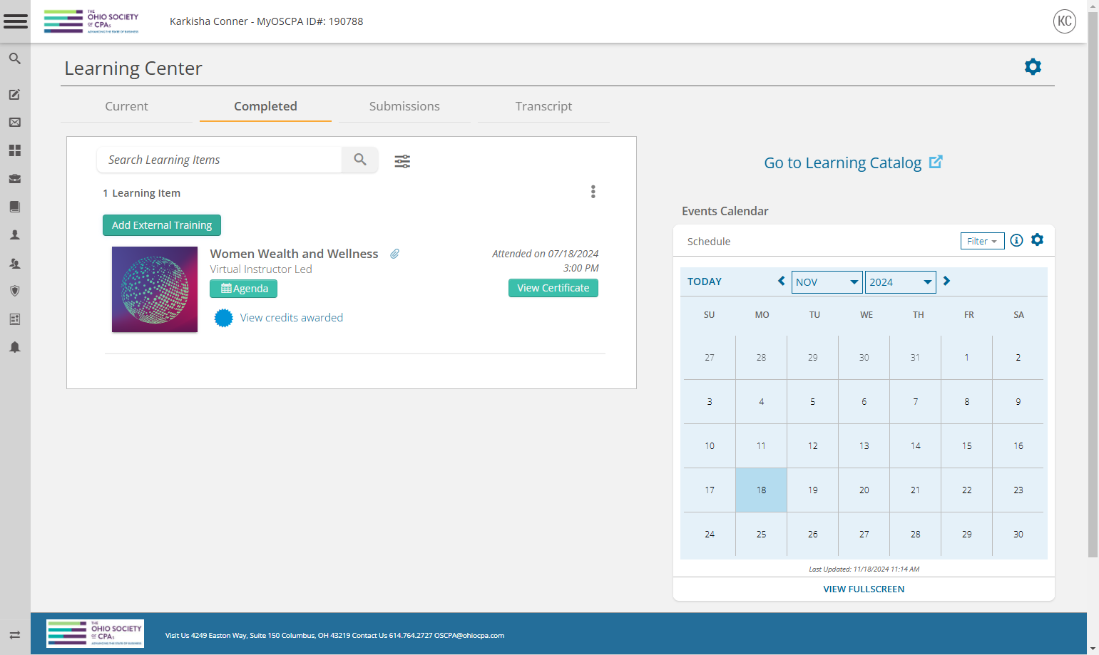 Click on Add External Training