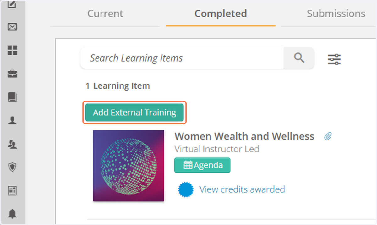 Click on Add External Training