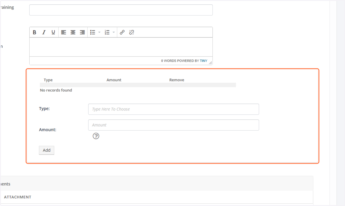 The Credits Field will populate after saving.