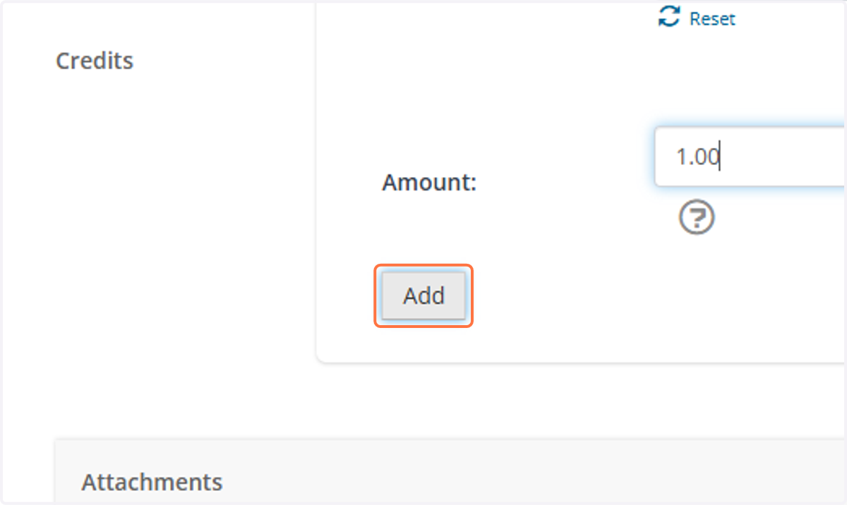 Click on Add to the credit history to the record