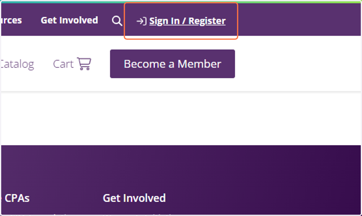 Click on Sign In / Register