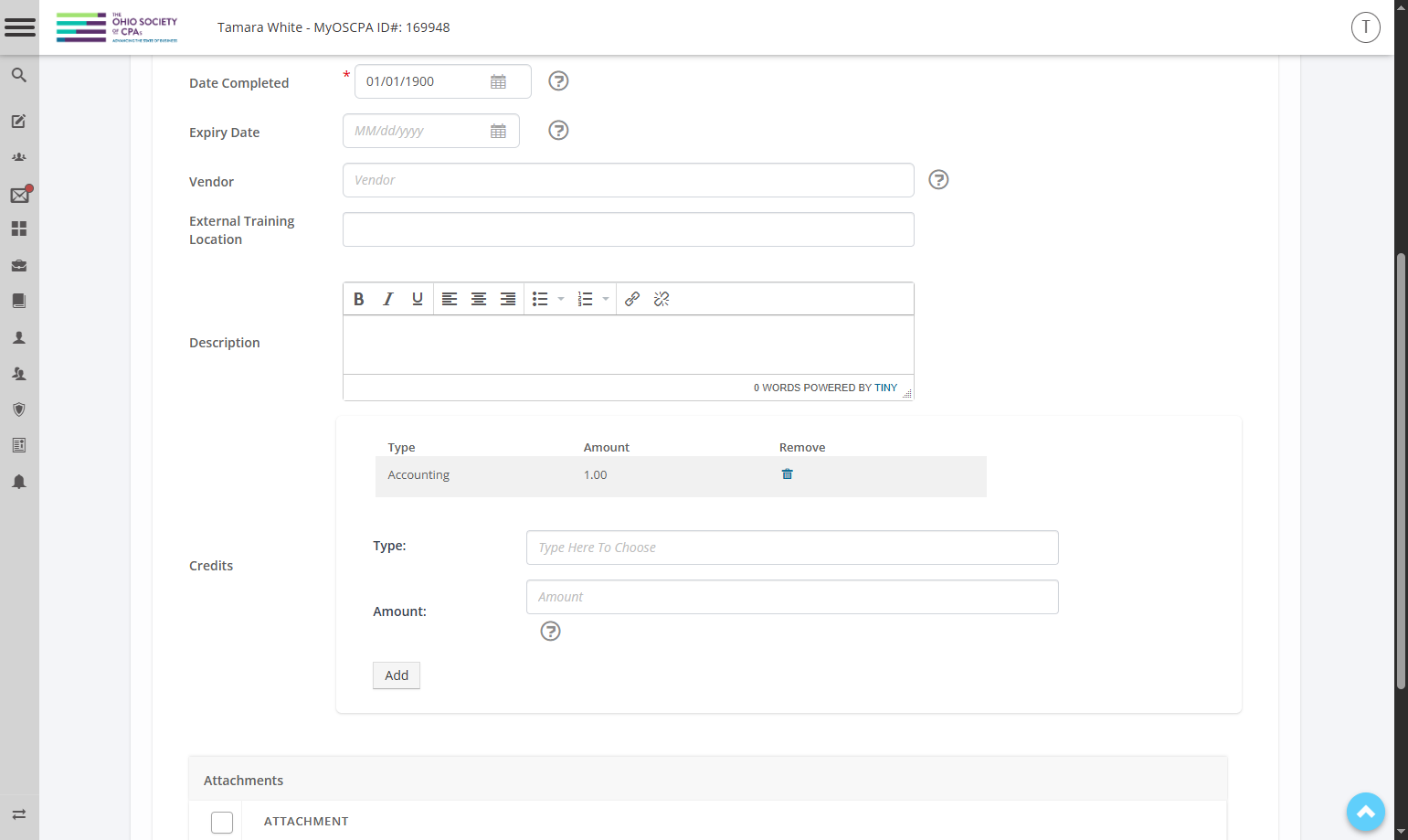 A gray box will appear once the credit is added successfully.
