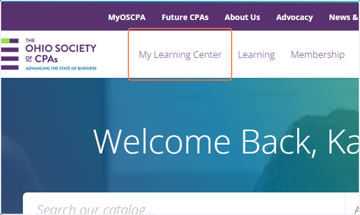 Click on My Learning Center