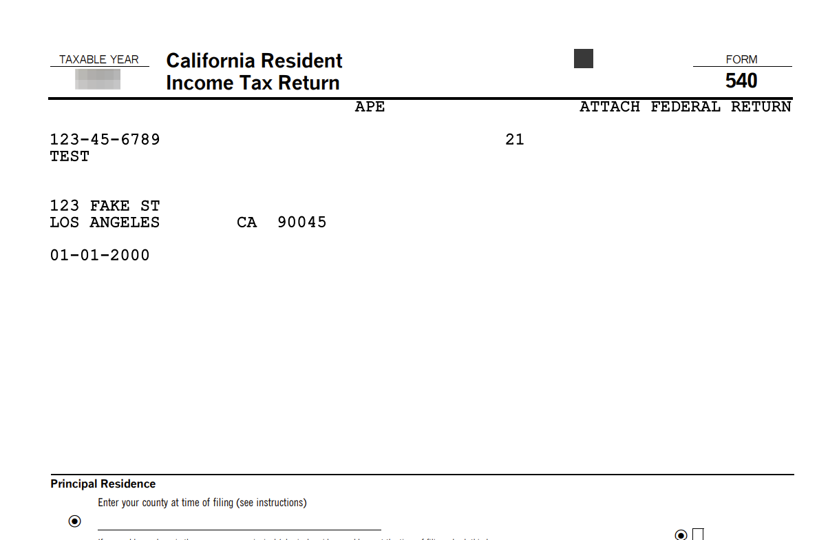 Extra Help: Confirmation of Birthday on CA Tax Return