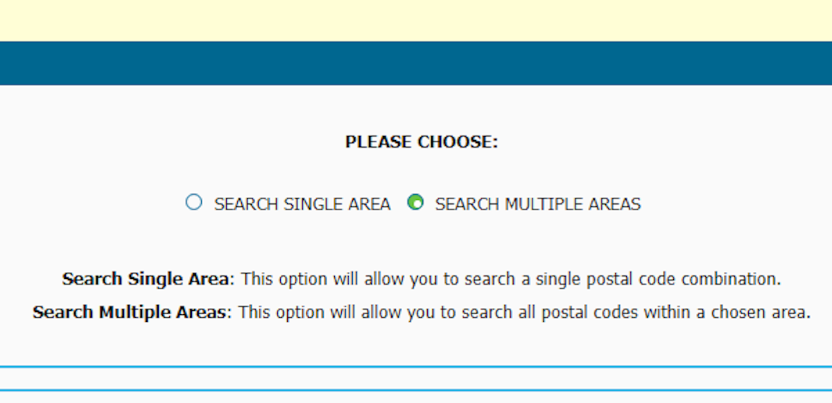 Select "SEARCH MULTIPLE AREAS"