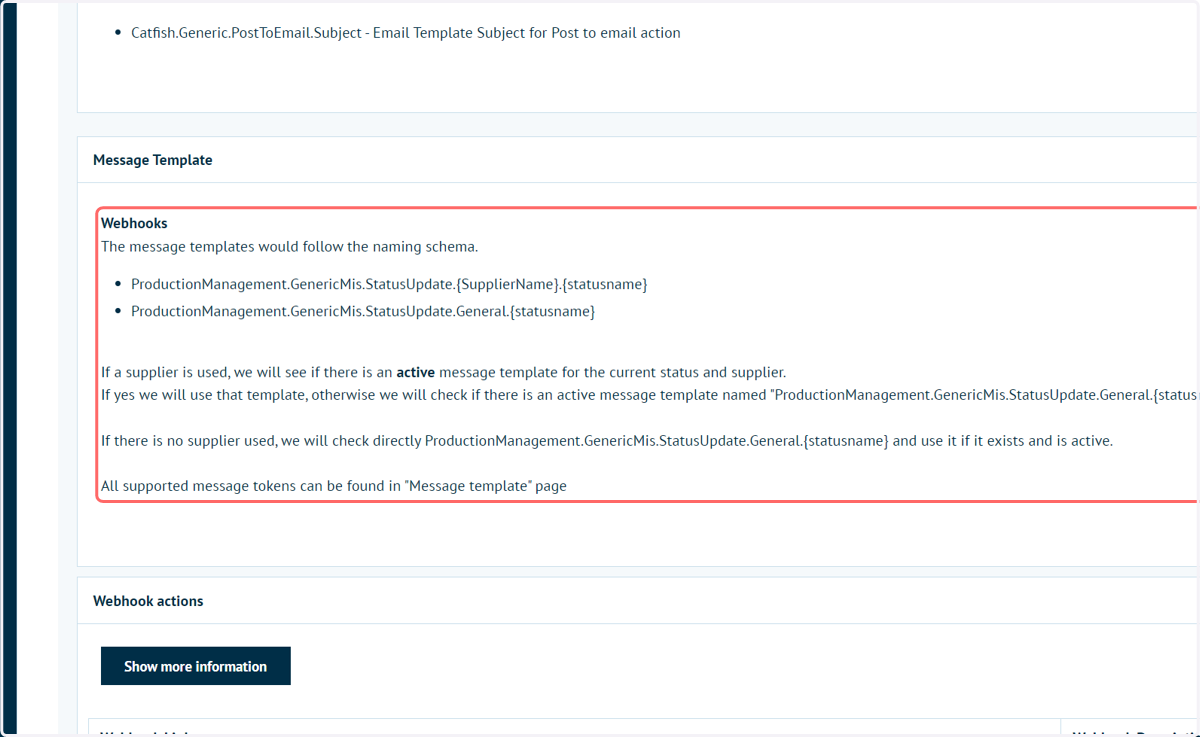 Scroll down the page and navigate to the Message Template instructions