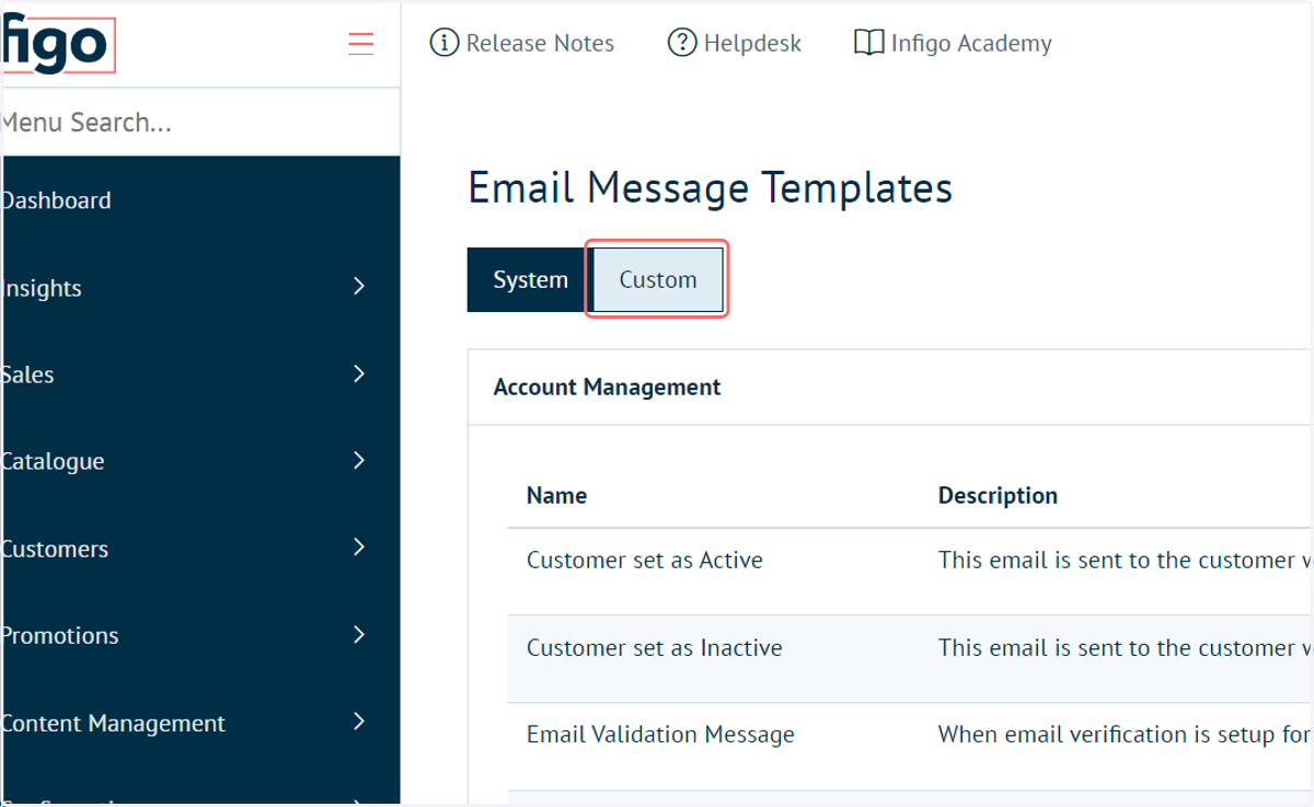 Click on Custom