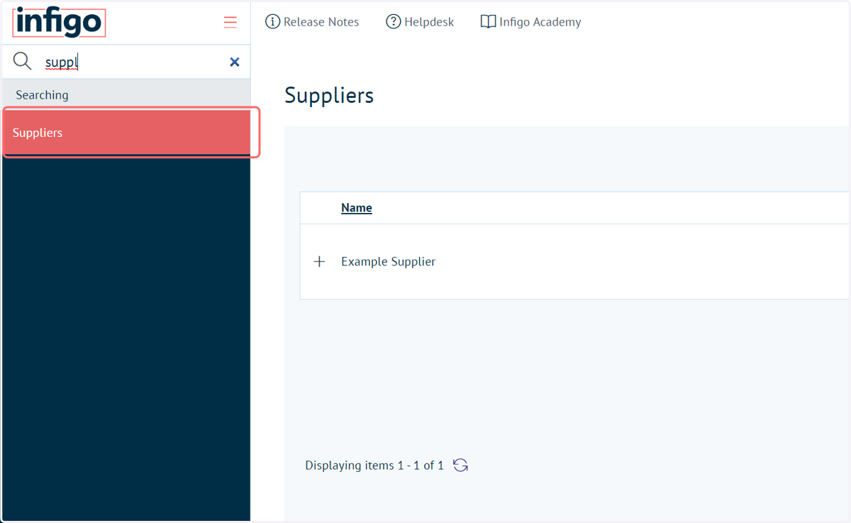 Navigate to Suppliers