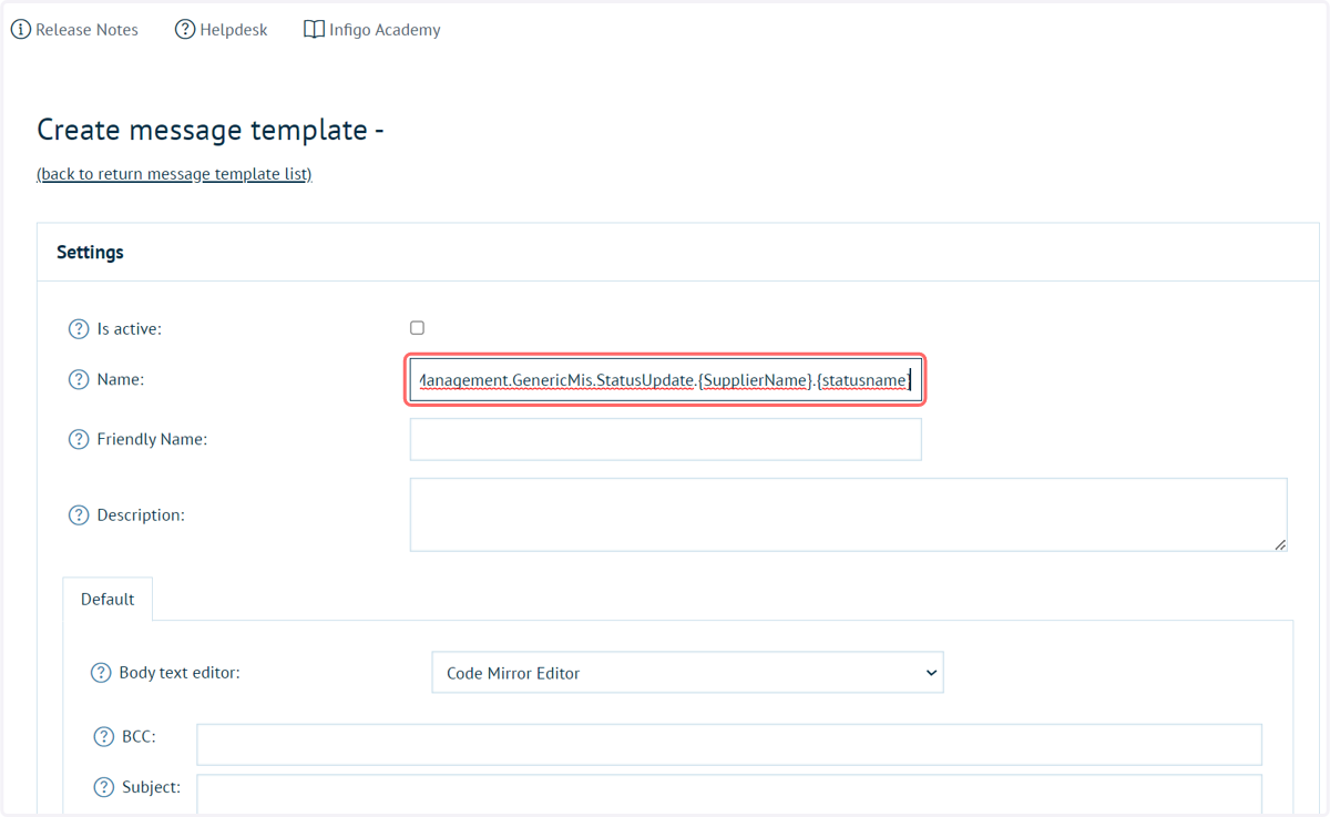 The "Name" field must be correctly populated for this function to work