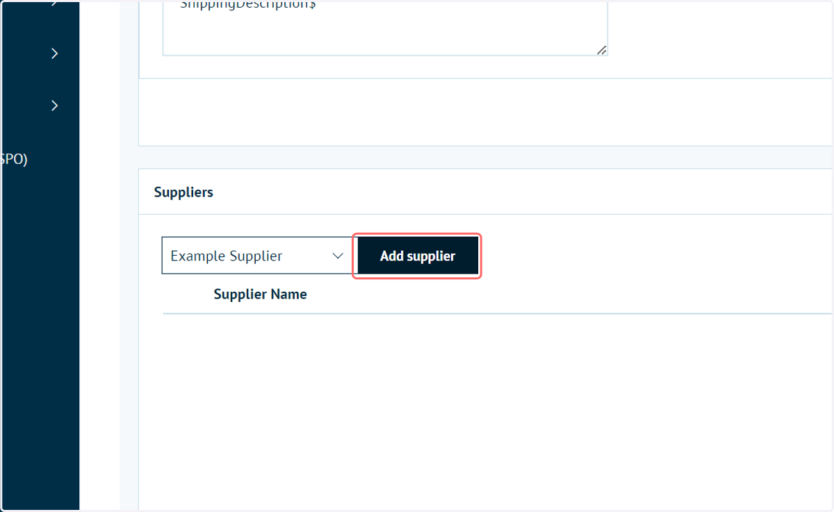 Navigate to the Suppliers section on the Connect: Flow configuration settings. Select a supplier and click Add supplier.