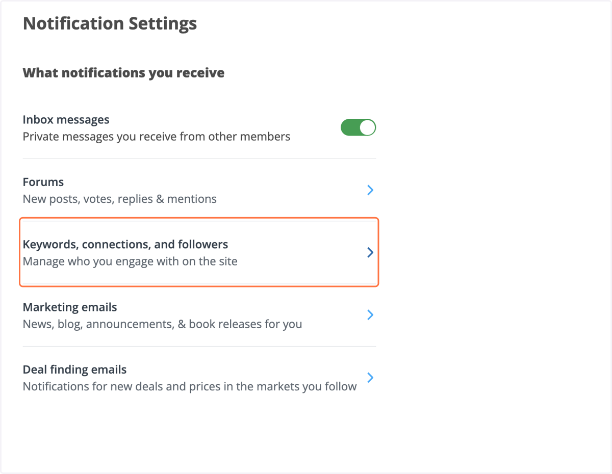 Click on Keywords, connections, and followers…